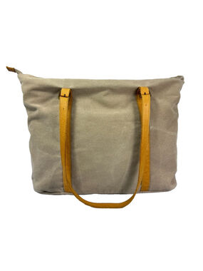 Hearth and Hand With Magnolia Canvas and Leather Tote Bag Khaki